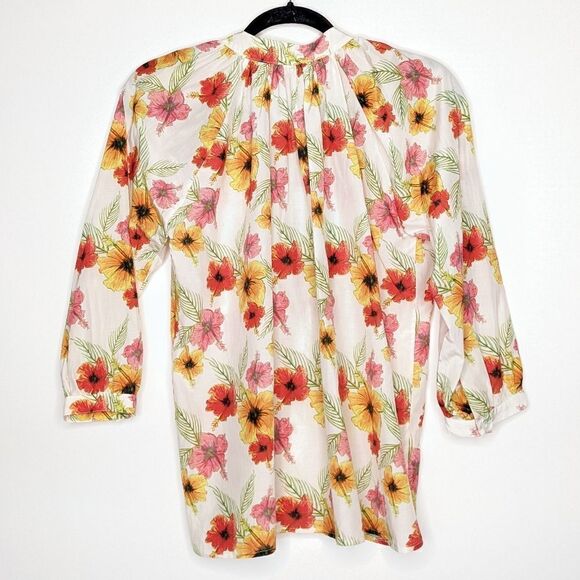 Tucker The Combo Classic Blouse Hawaiian Baazar Floral Silk Top - Picture 4 of 7